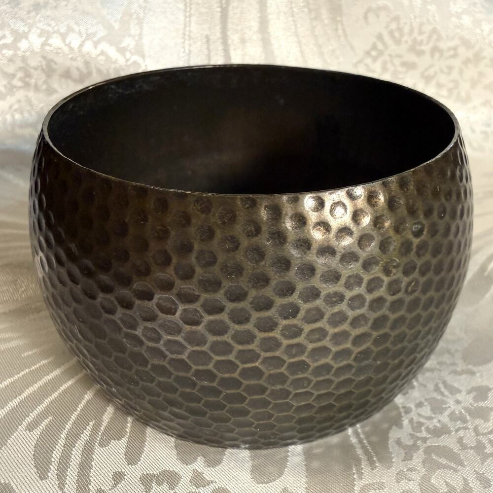 Vintage Bronze Tone Chunky Hammered Wide Boho Tribal Brutalist Bangle Bracelet